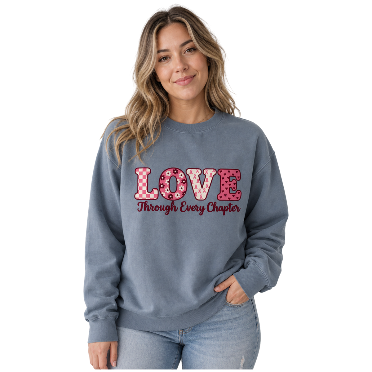 Loved Through Every Chapter | Breast Cancer Awareness Sweatshirt