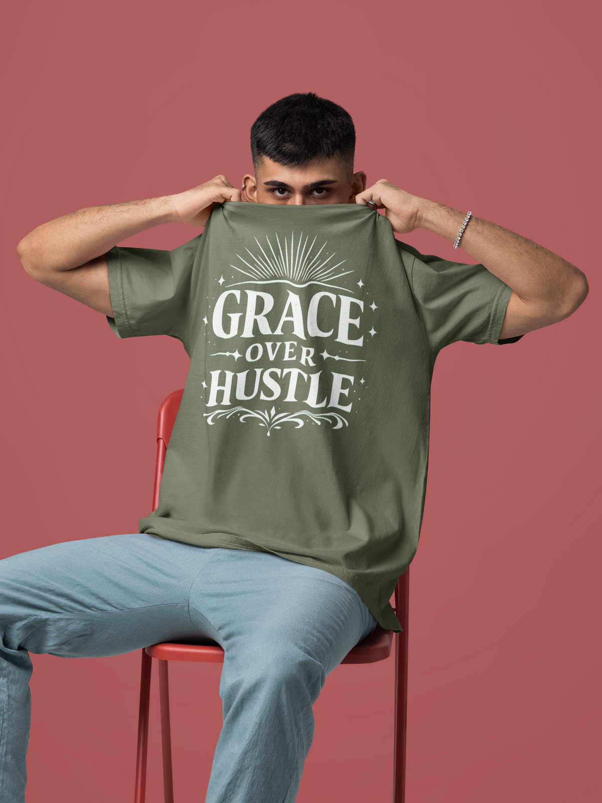 Grace Over Hustle Tee – Wellness & Self-Care | Garment-Dyed Tee