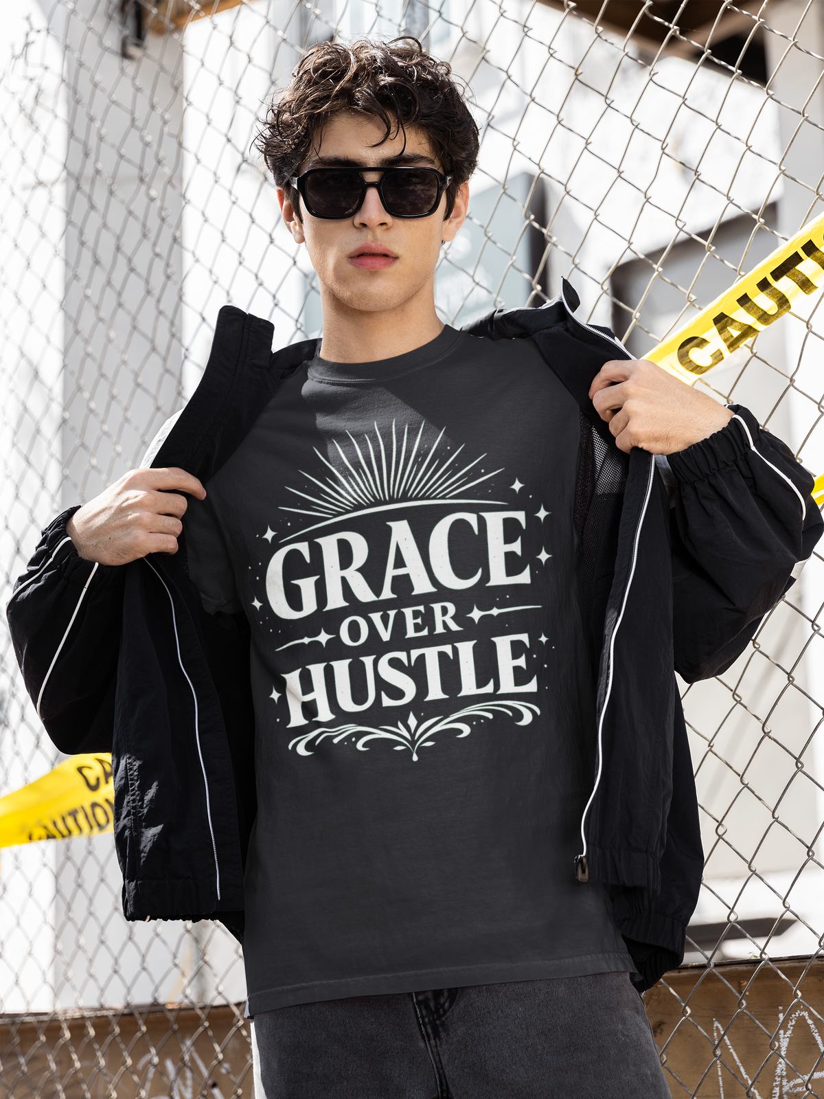Grace Over Hustle Tee – Wellness & Self-Care | Garment-Dyed Tee