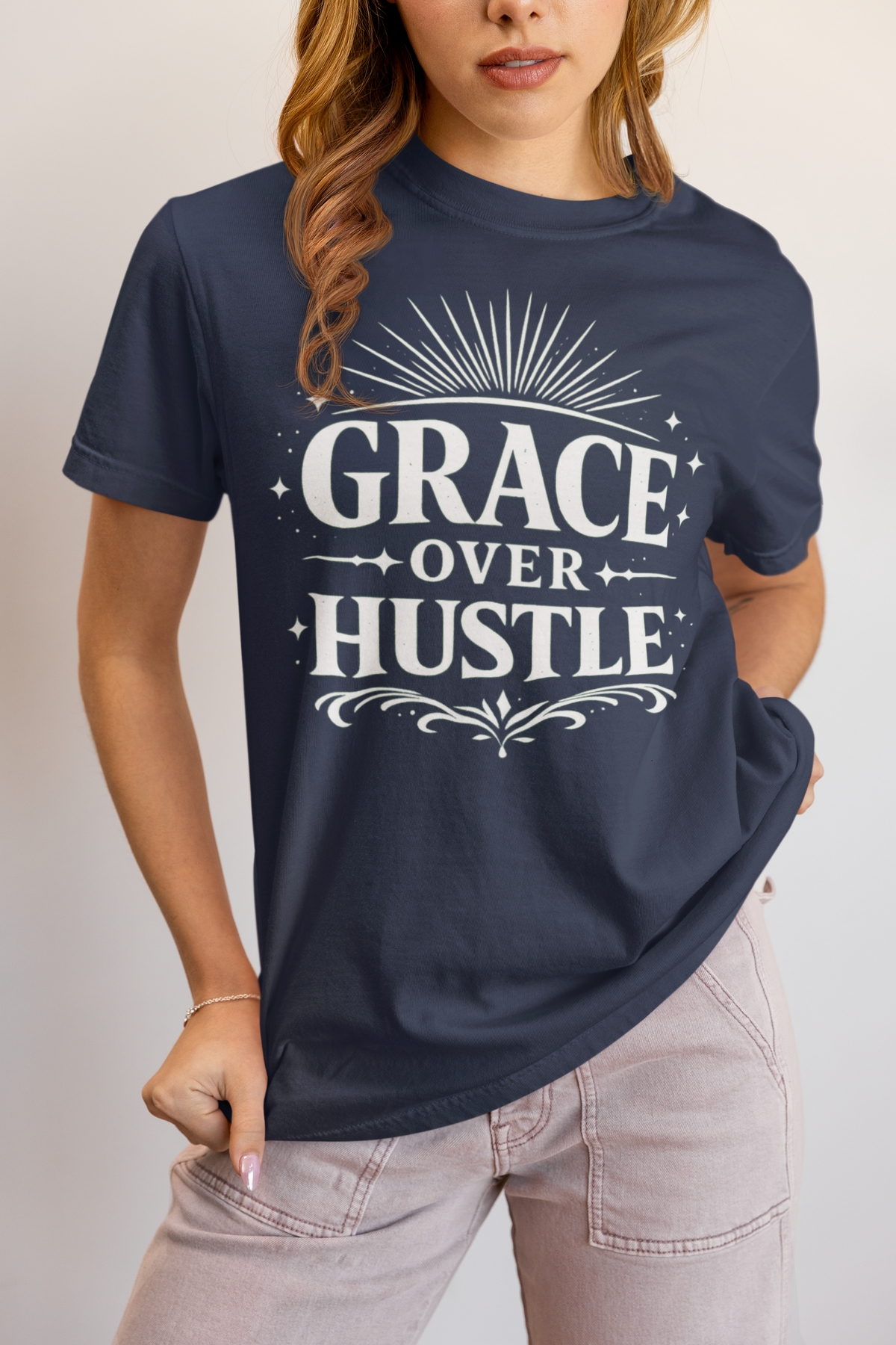 Grace Over Hustle Tee – Wellness & Self-Care | Garment-Dyed Tee
